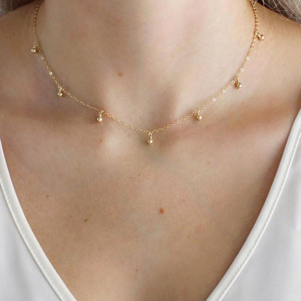 Dainty 14K Gold Filled Droplet Necklace